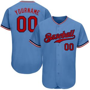 Luz personalizada azul vermelho-marinho-0009 jersey autêntico de beisebol