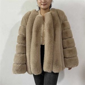 faux Fur Autumn Winter Fur Coat Women Clothes High Quality overcoat Plus Size Thicken Warm Long Coats Female 211122