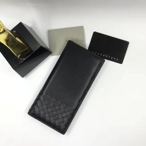 Wholesale top quality genuine soft real leather long wallets Bi-fold card holders Gift Box