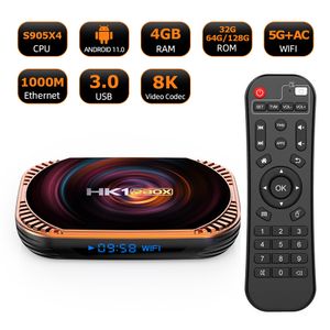 HK1 RBOX X4 Smart TV Box Android 11.0 Amlogic S905X4 8K 4G 32/64/ 128GB 3D WiFi 2.4G5G Supporto Google Player YouTube Netlflix