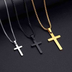 Classic Cross Men Necklace Fashion New Stainless Steel Chain Pendant Necklace for Men Jewelry Gift Collar Hombres G1206