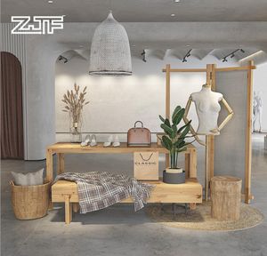 Loja de roupas Mesa de exibição Mobiliário comercial Água Modas de madeira maciça Mesas retangulares Exibe Taichung Island D4