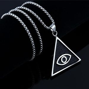 Power Symbol Triangle Eye Of Horus Pendant Stainless Steel Chain Necklace For Men Male Chains