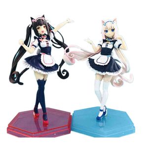 2021 Anime Figura Nekopara Chocolat Baunilha Maid. PVC Collectible Model Adulto Brinquedos boneca 18cm x0503