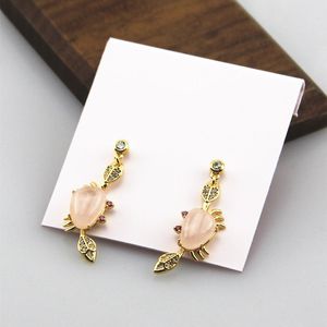 Cute Crab Charm Earrings Flower Animal Strawberry Earring with Cards