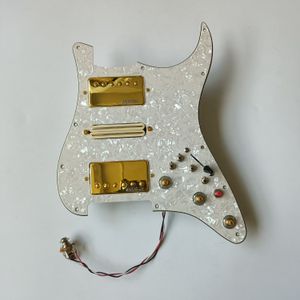 Prewired HSH ST Pickguard Gold WK WVS Alnico Pickups CTS Brass Shaft 7 Way Switch Welding Wiring