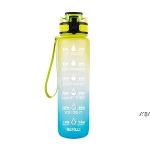 1000ml garrafa de água ao ar livre com esportes de palha caminhadas Bebida de acampamento BPA colorido portátil garrafas de água plástica RRF12965