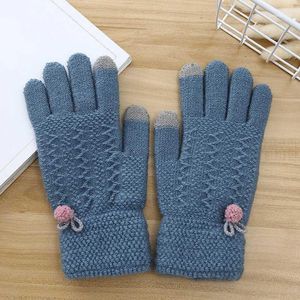 Stickade vinter vantar handskar manlig pekskärm hög kvalitet plus sammet förtjockning varm sartphone handschoenen1