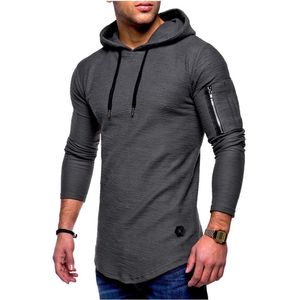 Luvtröjor herr Tröjor Slim Fit Hoodie Herr Långärmad tröja Arm Zip T-shirt Fritidströja Toppar Herr Höst Hoody Herrkläder