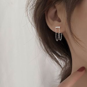 Wholesale dangle chain earrings for sale - Group buy S925 sterling chain rear hanging niche design silver dangle earrings for women