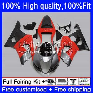 Injection Mold Fairings For SUZUKI GSXR1000 GSX-R1000 K3 2003-2004 Bodywork 25No.17 GSXR 1000 CC 1000CC 2003 2004 GSXR-1000 03 04 Motorcycle OEM Bodys Factory Red grey