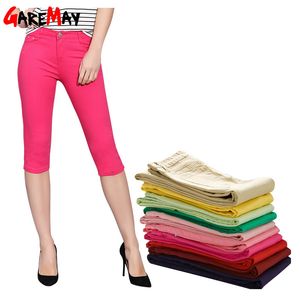 Mulheres Capris Calças Femininas Verão Clássico Mulheres Skinny Black Woman Candy Color Lápis Capri 210428