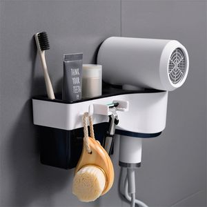 Bathroom Accessories Storage Rack Hair Dryer Holder Shelf Plastic Home Wall-mounted Multifunction 210423