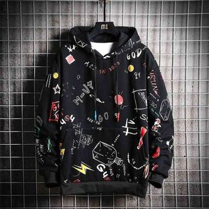 Erkekler Hoodies Hip Hop Harajuku Hoodie Baskı Kapüşonlu Kazak Sokak Moda Kalınlaşmak Sonbahar Erkekler Kazak Moda Giyim Erkekler 210819