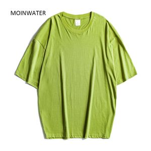 Moinwater New Women Oversized Camisetas Moda Senhora Algodão Casual Um tamanho Tees Manga Curta Plus Size T-shirt Tops MT20080 Y0629