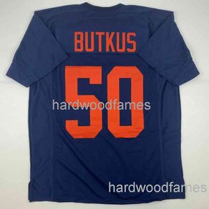 Anpassad Dick Butkus Illinois Blue College Stitched Football Jersey Lägg till valfritt namnnummer