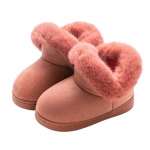 Детская обувь осень зимние сапоги детей унисекс толстые теплые пушистые нескользящиеся высокой верхней плоской обуви 2021 г1023