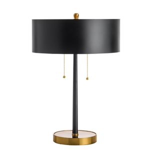 Simple Modern Metal Table Lamp Black Vintage Living Room Bedroom Hotel Indoor Decorative Nightstand Lamps With Pull Switch