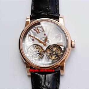 Najwyższej jakości zegarki JBF 45mm RDDBHO0563 Hommage Rose Gold True Double Tourbillon RD100 Mechaniczne ręcznie obawianie męskie Zegarek Strap ALLIGATOR Gentset Wristwatches