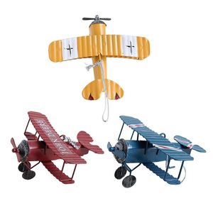 Przedmioty dekoracyjne figurki Retro samolot metalowy Model samolotu Vintage szybowiec miniatury do wystroju domu