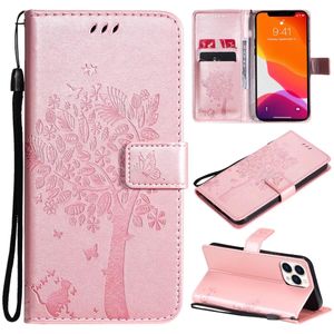 Brieftaschen-Handyhüllen für iPhone 14 13 12 11 Pro X XR XS Max 7 8 Plus Katzenbaum-Prägung PU-Leder Flip Kickstand Cover Case mit mehreren Kartenfächern