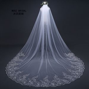 3 Meter Cathedral Wedding Veils Long Lace Edge Bridal Veil with Metal Comb X0726