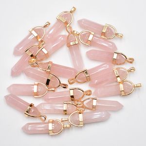 Pedra natural encantos Rose Quartzo Ametista Opal Bullet Forma Encantos Point Chakra Pingentes para brincos de colar de jóias Fazendo