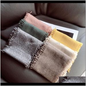 Wraps Hats, & Gloves Fashion Aessoriessolid-Color Literary Tassel Autumn Winter Knitted Warm Scarf Womens Long Wool Scarves Drop Delivery 202