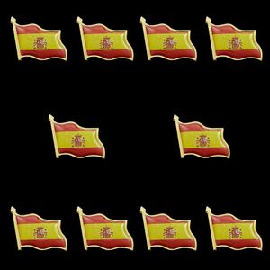 10 pcs Espanha Bandeiras Amizade Bandeiras Banhado Ouro Esmalte Lapela Pin Badge Lembrança Presentes