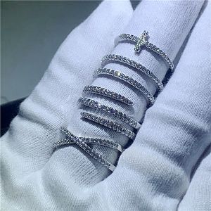 Rings Fashion Cross ring 925 Sterling silver Pave Dianmond cz Engagement Wedding Rings for women Statement Party Jewelry Gift
