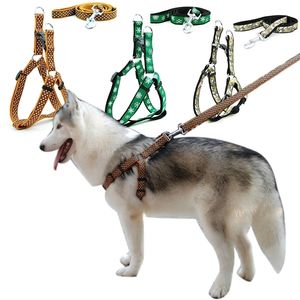 Dog Harness Leash Pet Products Adjustbale Dot Printed Harness and Leash Outdoor Walkding for Large Dogs 210729