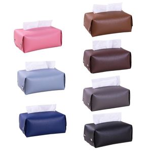 Tissue Boxes & Napkins P15D PU Leather Box Cover Rectangular Napkin Holder Organizer Paper Towel Dispenser Container For Home Office Car