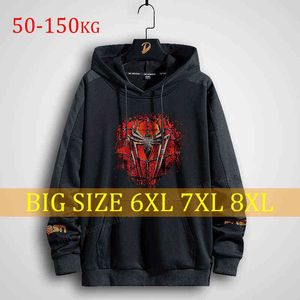 Plus Size Men's Hoodies Printing Anime Hero streetwear oversized sweatshirt clothing 150kg big men style long Hooded 6xl 7xl 8xl 211106