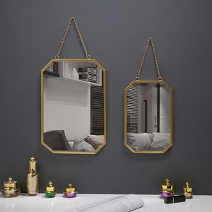 Specchi Specchio cosmetico con cornice in ferro stile nordico piccolo oro per bagni bagno camera da letto