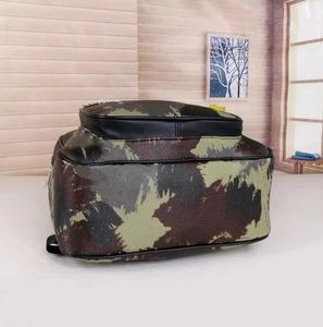 Brand Army green camouflage leather men's and women's backpack fashion Letter printing 059