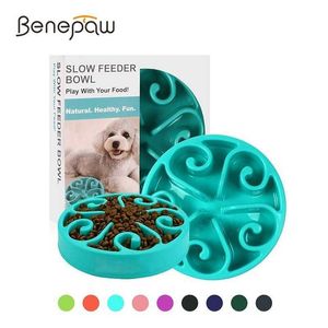 Benepaw Nontoxic Fun Slow Feeder Dog Bowl Food Nonslip Pet Eat Feeding Maze Interactive för stora medium Små hundar 210615