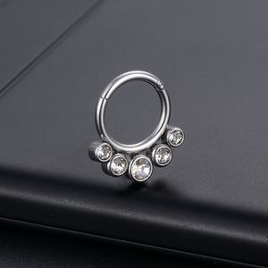 2pcs Septum Rings Hinged Segment Stainless Steel Zircon Daith Hoop Piercings Body Jewelry Nose Ring Open Small Earrings