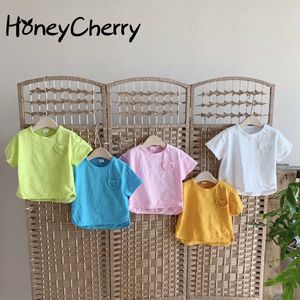 summer T-shirt simple wild cotton candy-colored short-sleeved toddler girl tops 210515