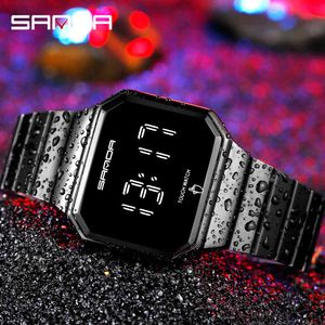 Nowy Moda Zegarki Sportowe Mężczyzna LED Ekran dotykowy Elektroniczny Szlak Wodoodporny Digital Male Clock Relogio Masculino X0524