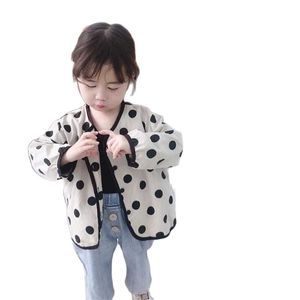 Mädchen-Herbstmantel im koreanischen Stil ausländischer Babyfrühling und gepunktete dünne Jacke lässiger Trend P4714 210622