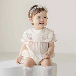 Baby Girls Korean Clothes Infant Long Sleeve Emboridery Rompers Children Outfits Bodysuit Toddler Spring Clothing 210615