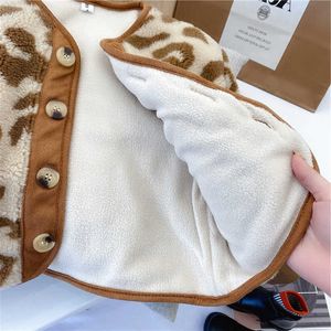 2-7y meninas jaqueta leopard impressão moda cordeiro cashmere plus veludo grosso casaco jaqueta 21 outono inverno nova roupa infantil H0910