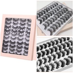 20Pairs fofas faux 3d mink cílios Cross Wispy Cílios Falso Bulk Multilayer Multicamada Lash Extensão Cruelty Lashes Livres