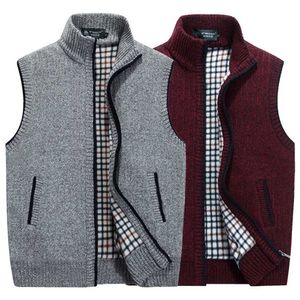Grosso dos homens colete Outono inverno aquecido morno jaquetas sem mangas camisola de malha colete zipper outerwear Casaco masculino 211006