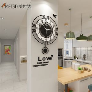 MEISD Orologio dal design tradizionale Quarzo acrilico Camera silenziosa Horloge Decorazioni per la casa Wall Art Orologio Adesivi per specchi Hot 210325