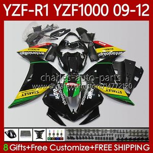 Fairings de OEM para Yamaha YZF-R1 YZF R1 1000 CC YZF1000 YZFR1 09 10 11 12 Bodywork 92No.59 amarelo preto YZF R1 1000CC 2009 2010 2012 YZF-1000 2009-2012 Moto Body Kit