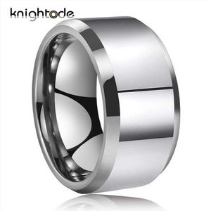 High Polishing Tungsten Carbide Ring 12mm Wide Big Thumb Rings Men's Wedding Band Party Jewelry Beveled Edges Comfort Fit