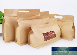 50pcs 3D Kraft Paper Window Packaging Sacchetti Portatile Snack Zucchero Mais Spezie Tè Spessa Sacchetti regalo richiudibili Prezzo di fabbrica design esperto Qualità