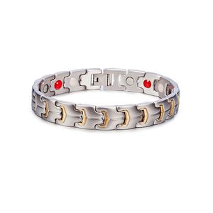 Magnetisches Tennisarmband für Herren, Goldkette, männlich, Germanium, Edelstahl, mattes Finish, Hologramm-Armbänder, gutes Geschenk