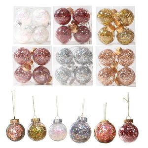 4pcs Glitter Christmas Decorations Balls Ornaments Copper Rose Gold Pink Christmas Tree Hanging Ball for Home Navidad Gift